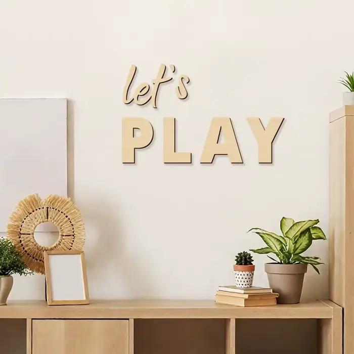 Let's Play – panneau mural en bois
