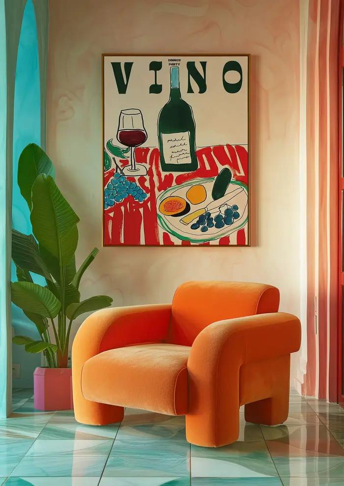 Amore vert rayé toile impression Vino verre à vin et poivre mur Art affiche moderne salon chambre cuisine décor à la maison cadeaux
