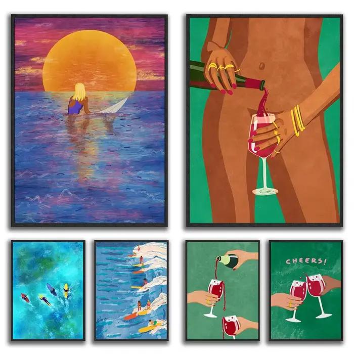 Affiche colorée de surf imprimée