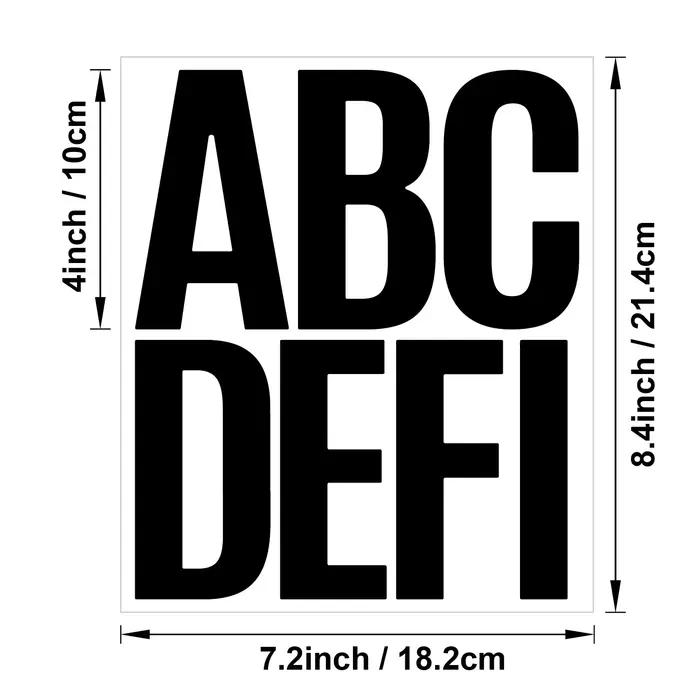 Autocollants grandes lettres et chiffres de l'alphabet de 4 pouces