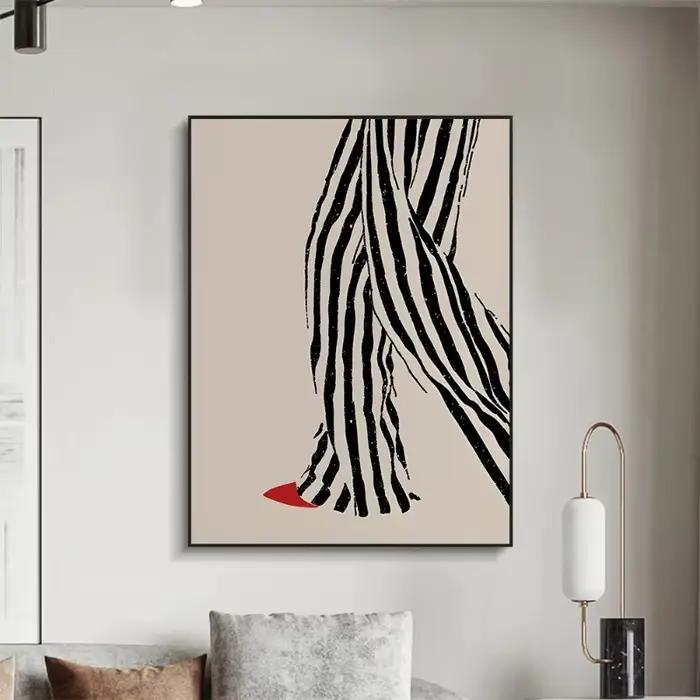 Affiche abstraite contemporaine minimaliste avec des figures rouges