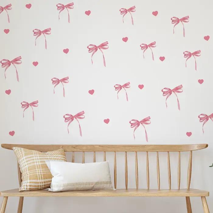 Autocollant mural créatif avec nœud rose