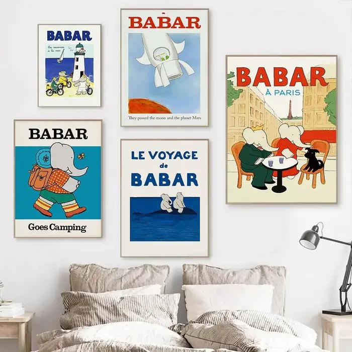 Babar Elephant – affiche rétro de la famille d'éléphants