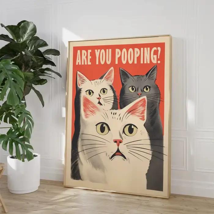 Affiches sans cadre 'Are You Pooping' pour salle de bain