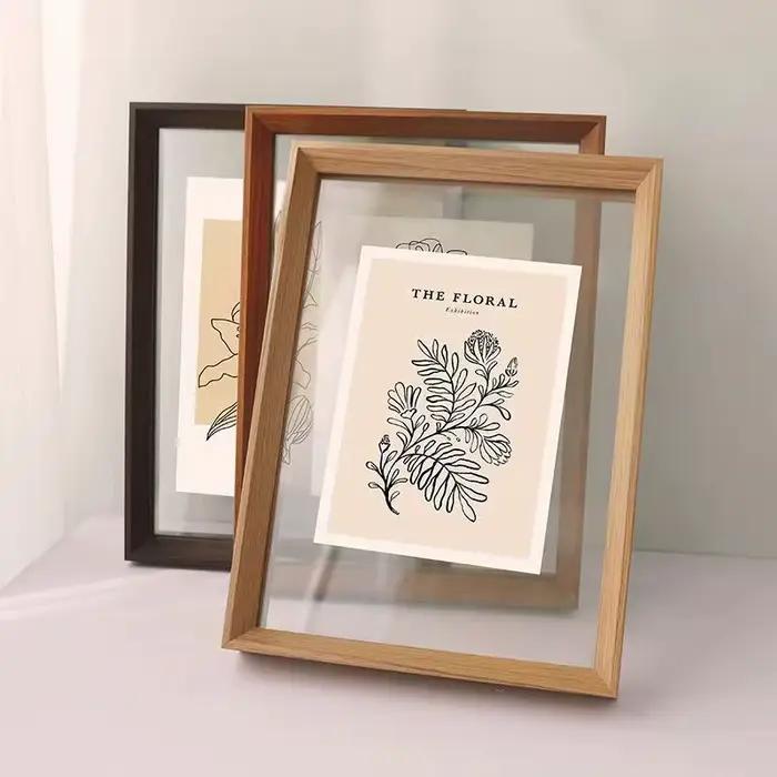 Cadre photo mural flottant en bois massif