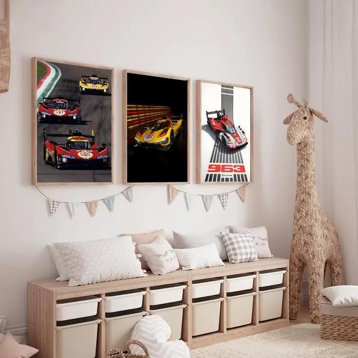Le Mans rouge 499P supercar peinture calligraphie HD toile affiche salon chambre bar décoration esthétique