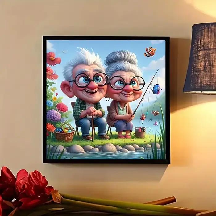 Ensemble de peinture de diamant de pêche pour grands-parents