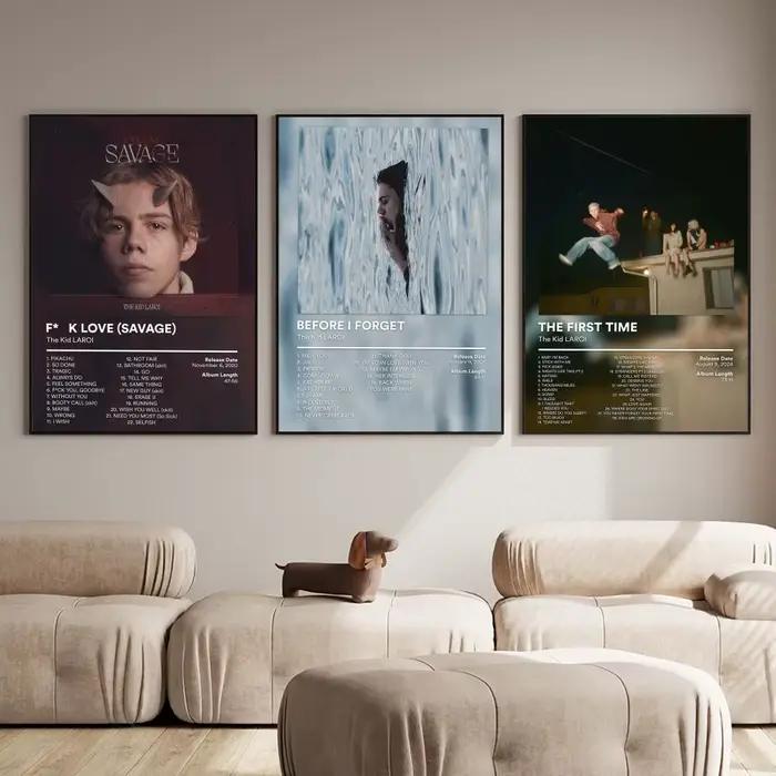 Singrer T-The Kid LAROI - Peinture d'album musical, calligraphie, art mural esthétique moderne, impression tendance pour chambre à coucher, décoration intérieure, cadeau