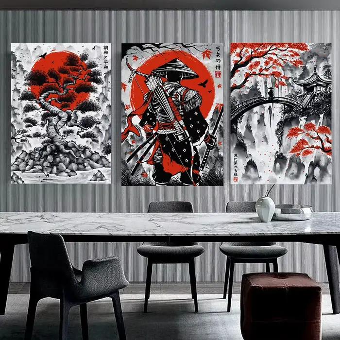 Peinture à l'encre japonaise Duel samouraï