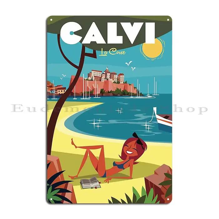 Calvi La Corse Corsica affiche de voyage Plaque métallique