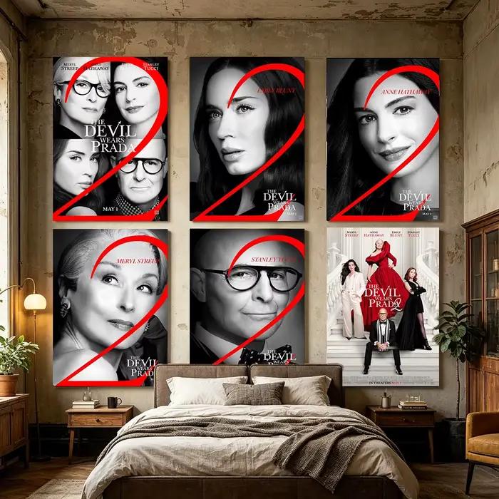 The D-Devil Wears Prada 2026 – Affiches minimalistes de chaussures à talons hauts rouges, peinture sur toile, art mural classique, décoration de chambre