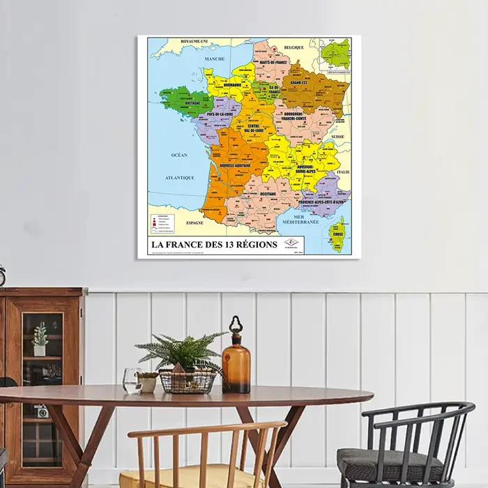 Affiche murale et imprimés de carte de la France en français