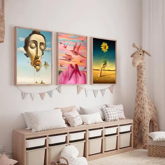 Salvador Dali surréalisme peinture abstraite calligraphie HD toile affiche salon chambre bar décoration esthétique