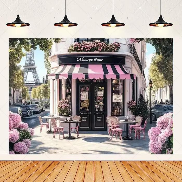 Bannière de fond de Buffet de boutique de café de Paris