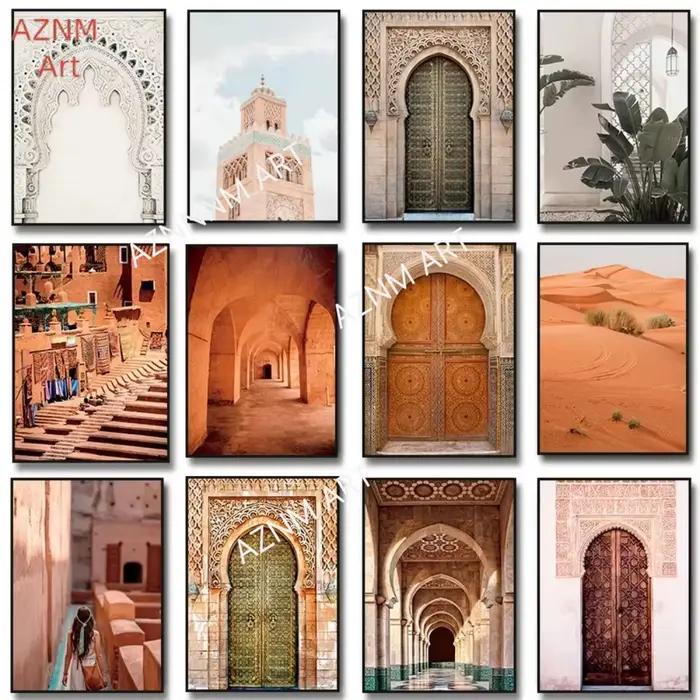 Toile d'art mural de porte marocaine
