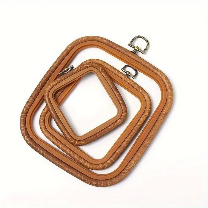 Cadres carrés décoratifs en faux bois pour broderie au point de croix