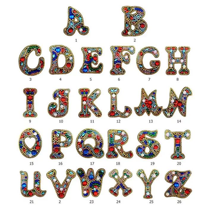 Peinture diamant diamant avec lettres anglaises, 1 pièce, broderie 5D avec lettres de l'alphabet, peinture diamant, porte-clés, pendentif, A-Z à faire soi-même