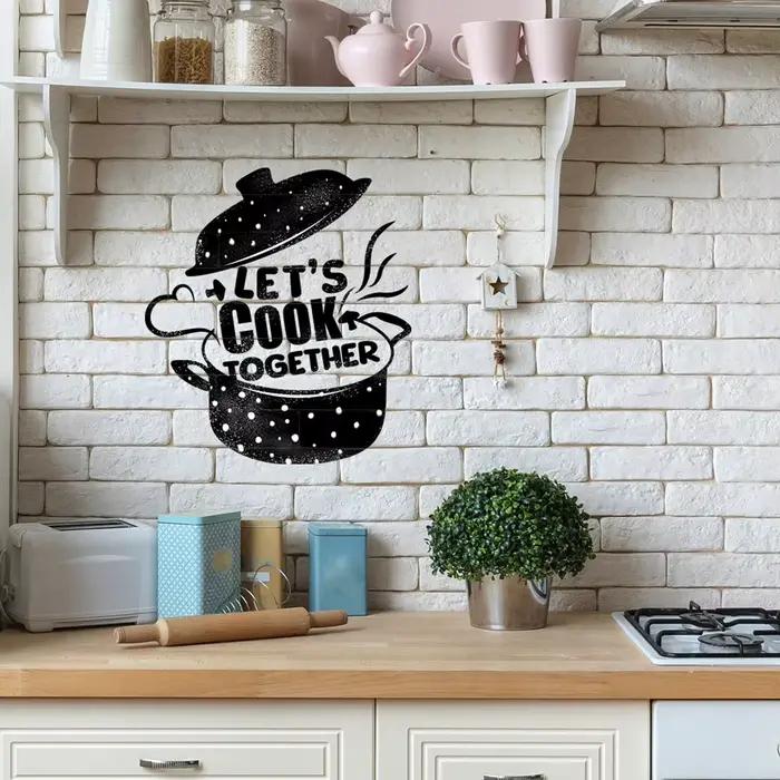 Autocollant mural « Let's Cook Together » pour la décoration de la cuisine