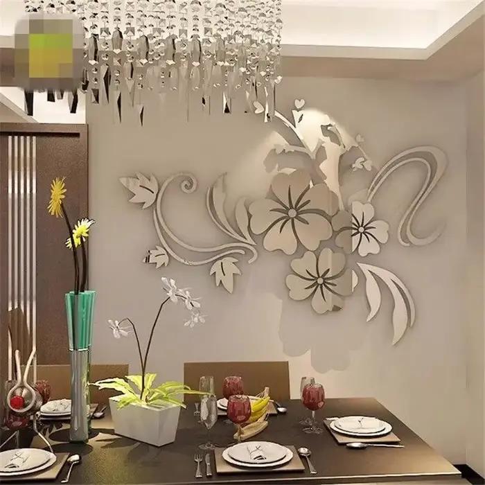 Grandes Décorations Murales Miroir en Forme de Fleurs