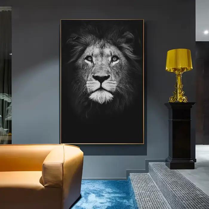 Toile peinture Animal mur Art Lion éléphant hippopotame zèbre affiche et moderne minimaliste Photo mur salon chambre décoration
