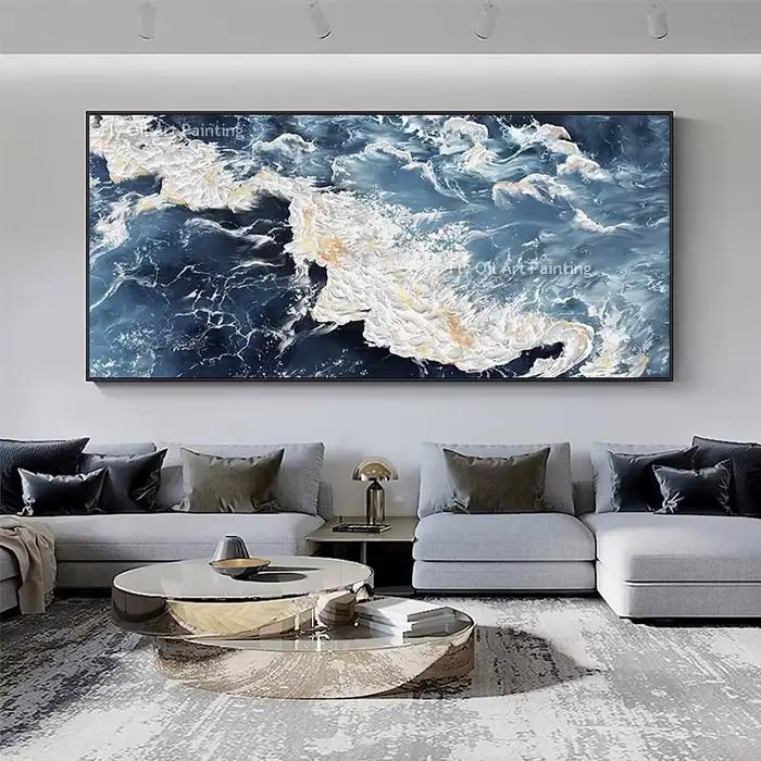 Peinture à l'huile de plage de mer peinte à la main