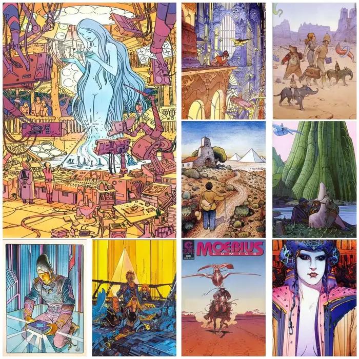 Peinture sur toile de jeu vidéo Moebius Cartoonist Anime