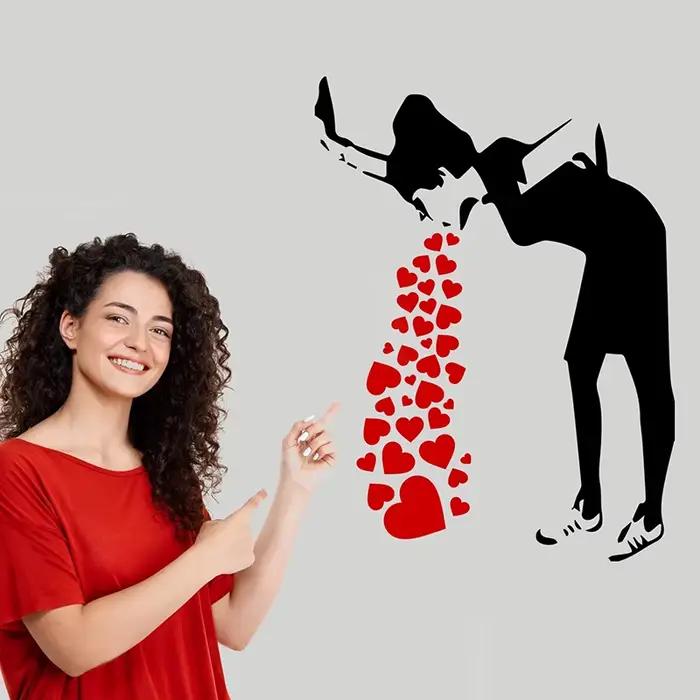 Banksy Love-Décalcomanie murale fille malade avec coeurs