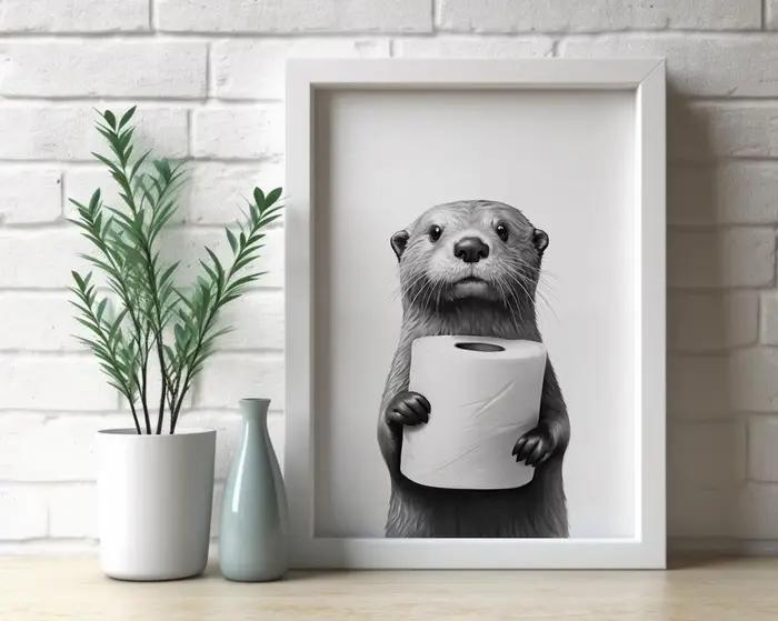 Affiche de loutre, affiche de salle de bain d'animal