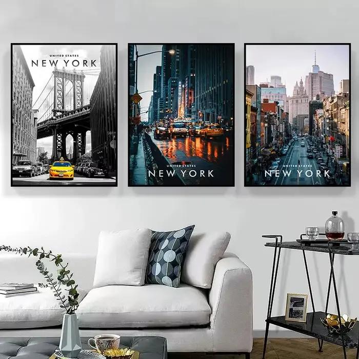 Affiches de coonnées de la ville de New York de paysages urbains célèbres