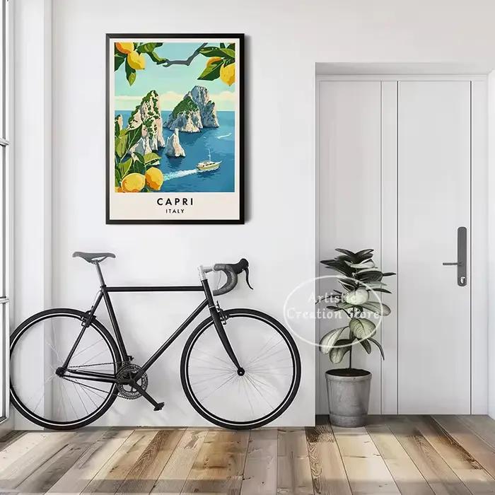 Aquarelle italie voyage villes italiennes côte Amalfi Alberobello Capri Tour affiche esthétique toile mur Art photos décor à la maison
