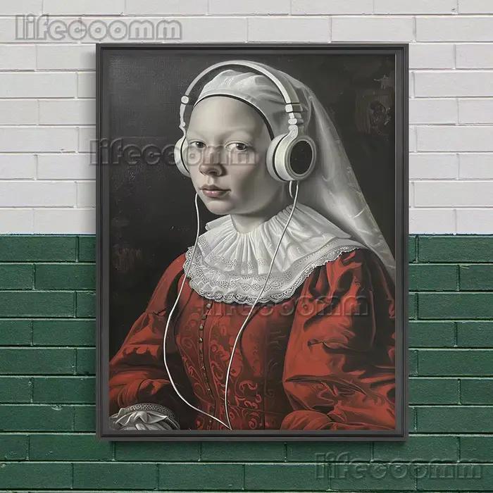 Affiche d'art de parodie vintage de femme de Renaissance