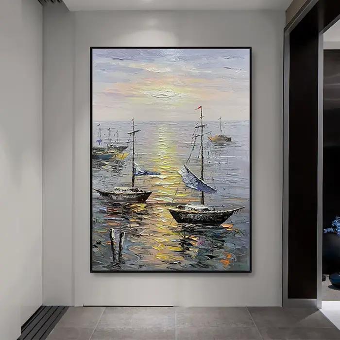 Grande peinture sur toile de paysage marin