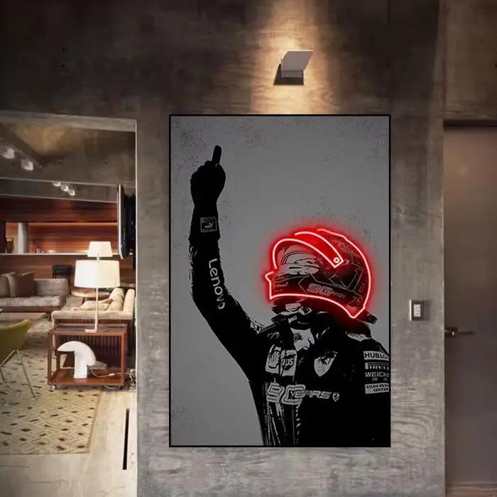 Racing Inboulon Poster Abstrait Neon Helmet Print Canvas Painting
