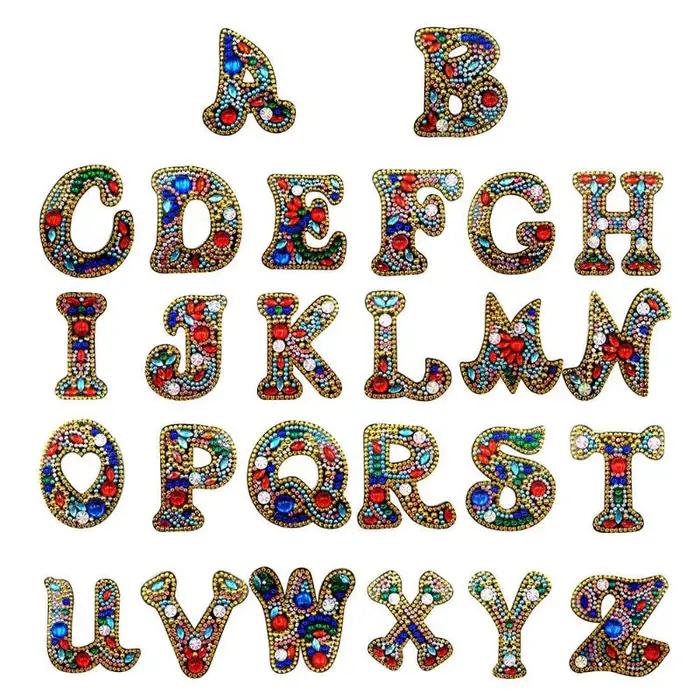 Peinture diamant diamant avec lettres anglaises, 1 pièce, broderie 5D avec lettres de l'alphabet, peinture diamant, porte-clés, pendentif, A-Z à faire soi-même
