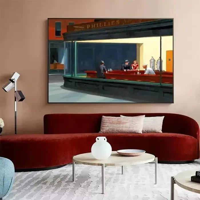 Edward Hopper célèbre maître réaliste Art Nighthawks vie paysage esthétique toile peinture mur Art photo chambre décoration