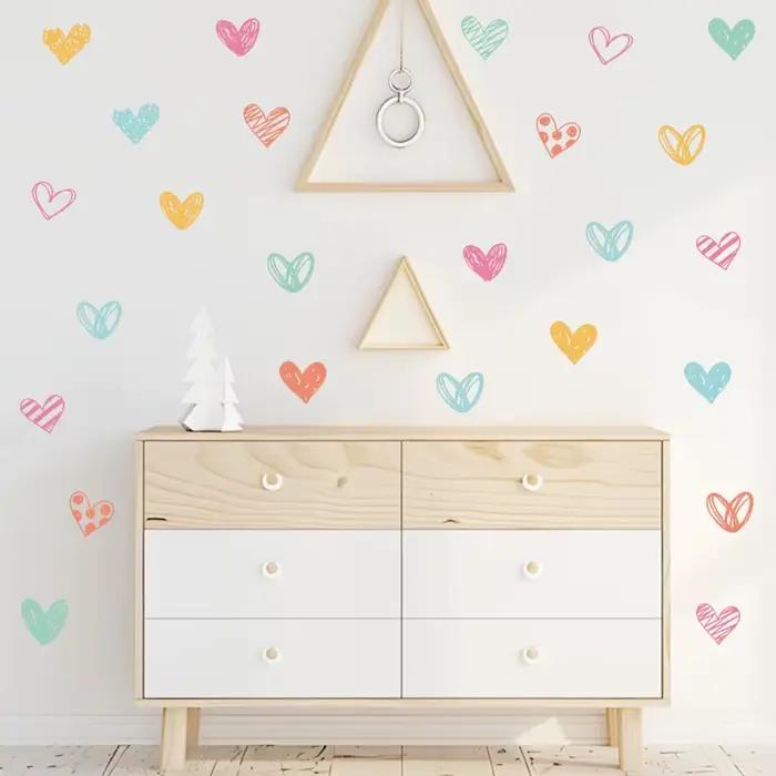 Nouveaux autocollants muraux coeur colorés différentes formes coeurs Art stickers