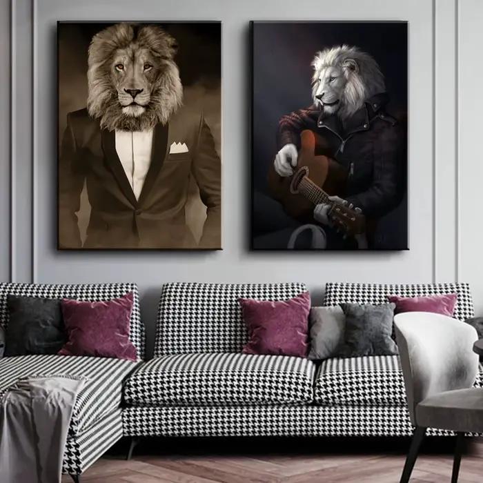 Toile d'Art Mural Rétro avec Motifs de Zèbre et Animal