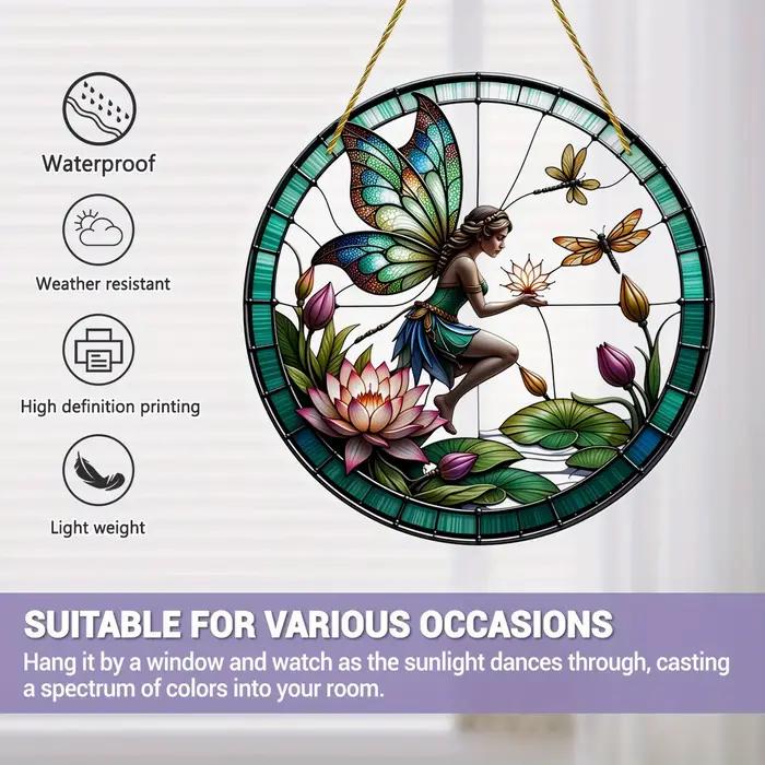 Décoration murale ronde en acrylique style vitrail