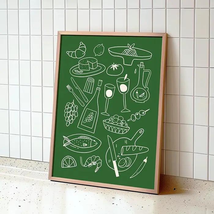 Toile de cuisine rétro imprimée