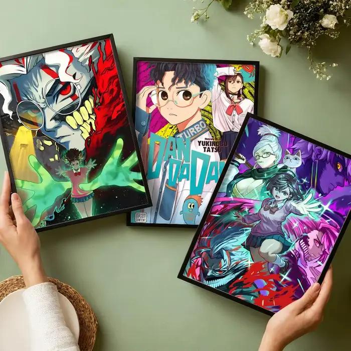 Affiche murale en toile de coton avec peinture et calligraphie Anime D-Dandadan