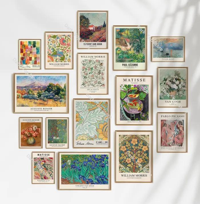 Galerie éclectique Arts muraux vert Vintage