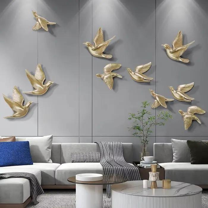 Décoration murale en forme d'oiseau tridimensionnel de style européen
