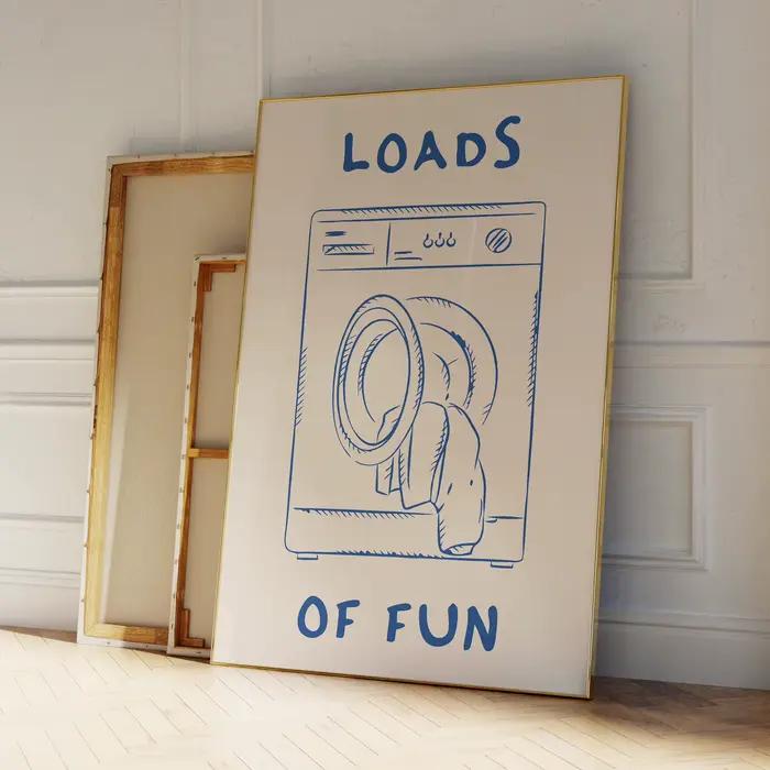 Loads Of Fun – toile murale rétro pour buanderie