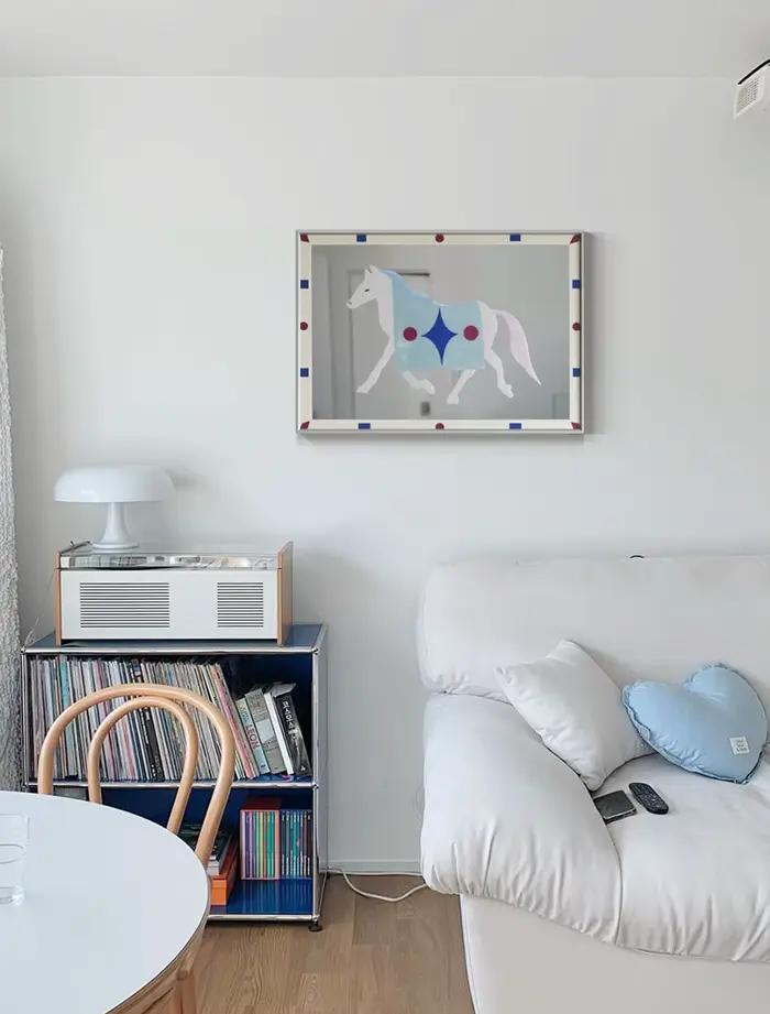 Peinture décorative murale moderne et décontractée style Bauhaus Pony Medievalniche avec miroir véritable pour salle à manger et chambre à coucher