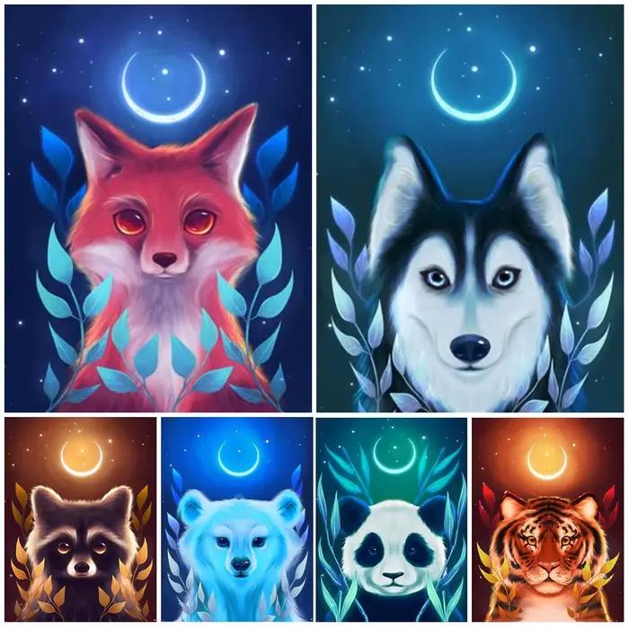 Affiches d'animaux sauvages de forêt de dessin animé