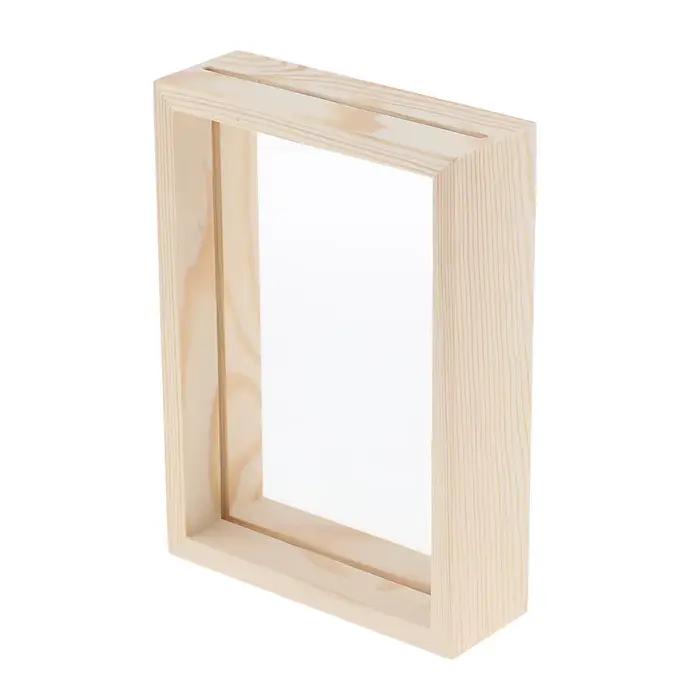 Cadre en bois transparent en verre double face