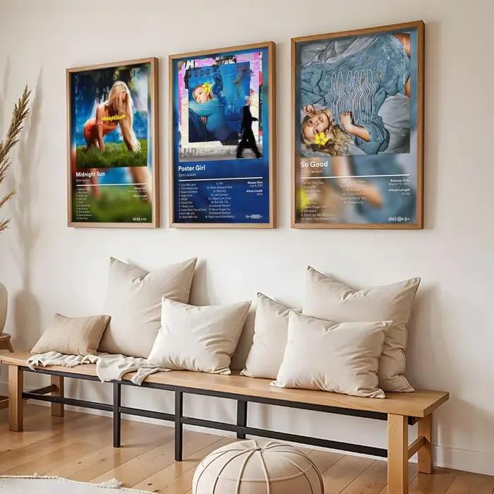 Autocollants d'affiche d'album Z-Zara L-Larsson, peinture HD, art auto-adhésif pour chambre à coucher, salon, décoration de la maison, autocollants muraux modernes, cadeau