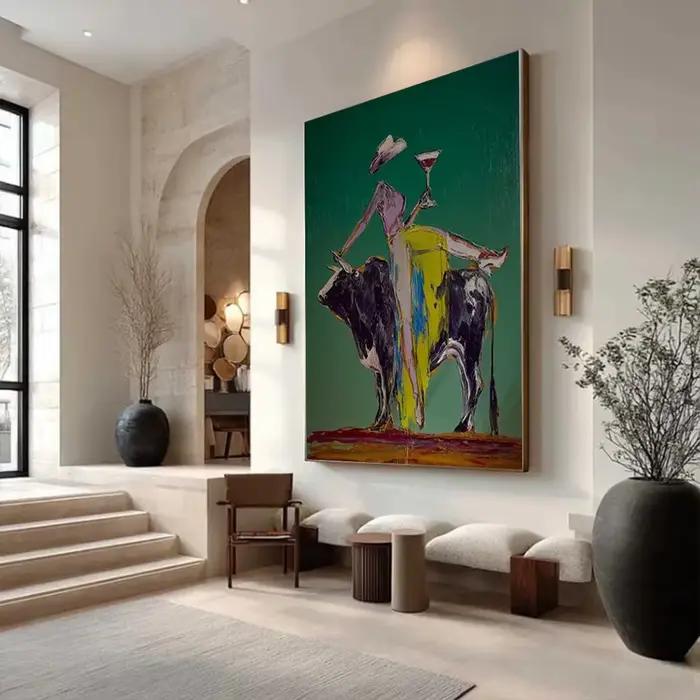 Peinture à l'huile abstraite faite à la main sur toile