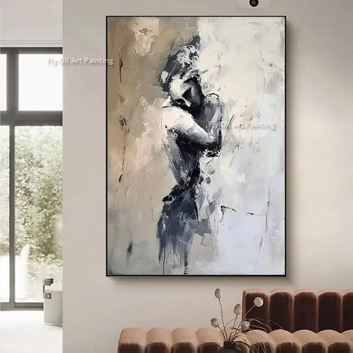 Peinture à l'huile abstraite faite à la main pour la décoration de chambre à coucher