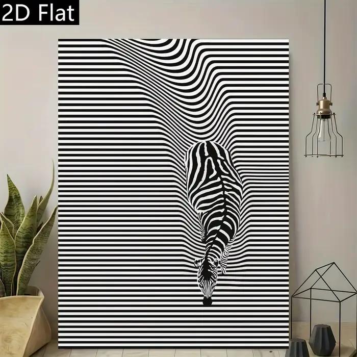 Affiche d'art mural zèbre abstraite rétro moderne 2D plate